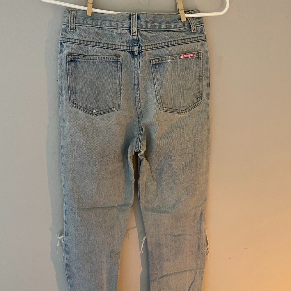 Women's Light Wash DISTRESSED Denim Jeans - 'Bonjour' Marked size 12 (W24")